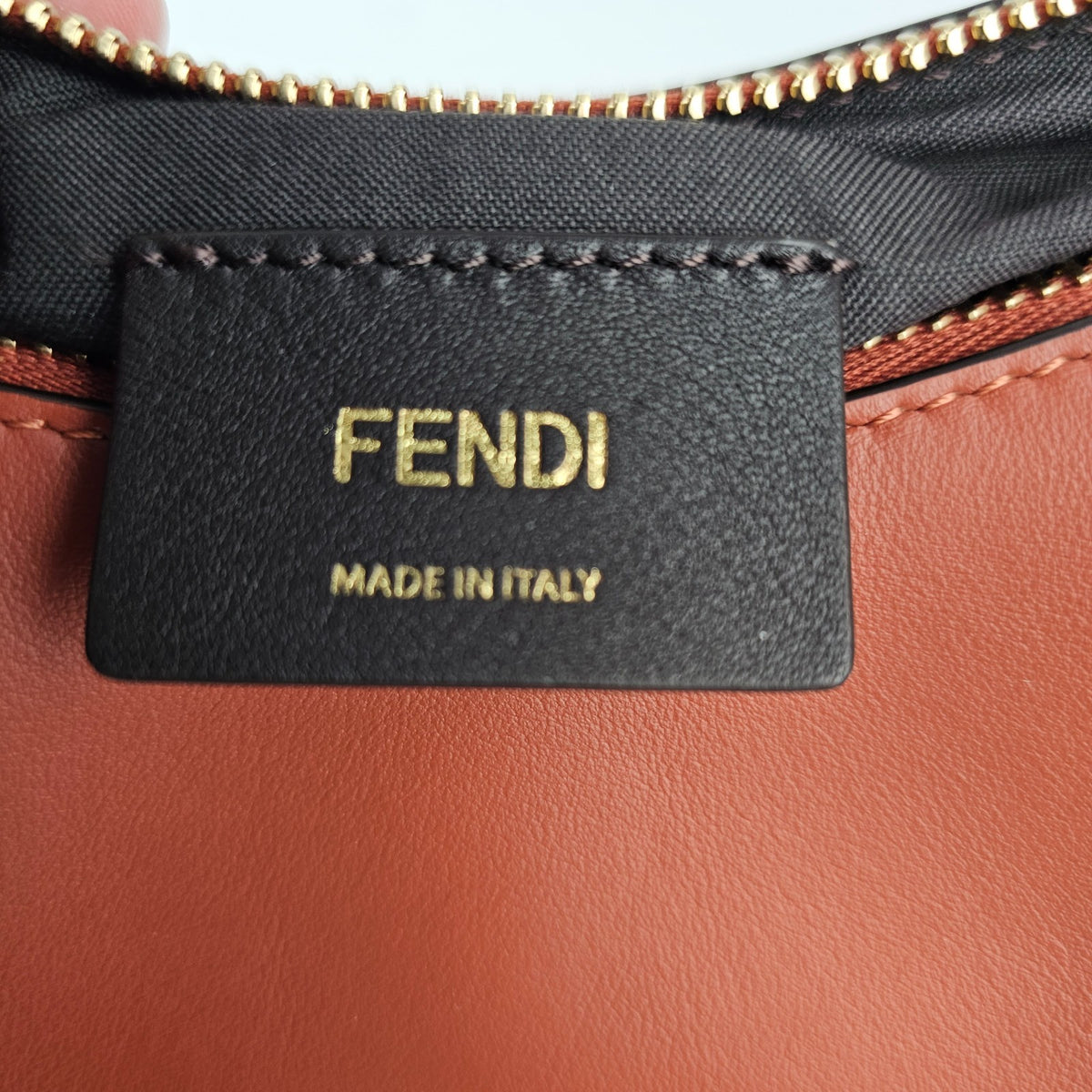 FENDI Fendigraphy Mini $2350 Sienna Brown Leather Top Handle Bag New & Authentic