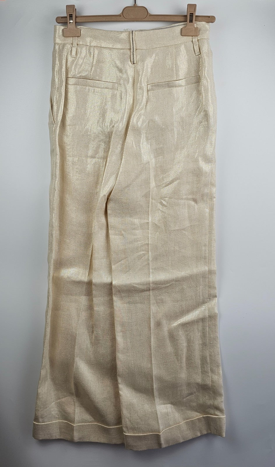 BRUNELLO CUCINELLI Panama/Platinum  Linen Trousers New & Authentic
