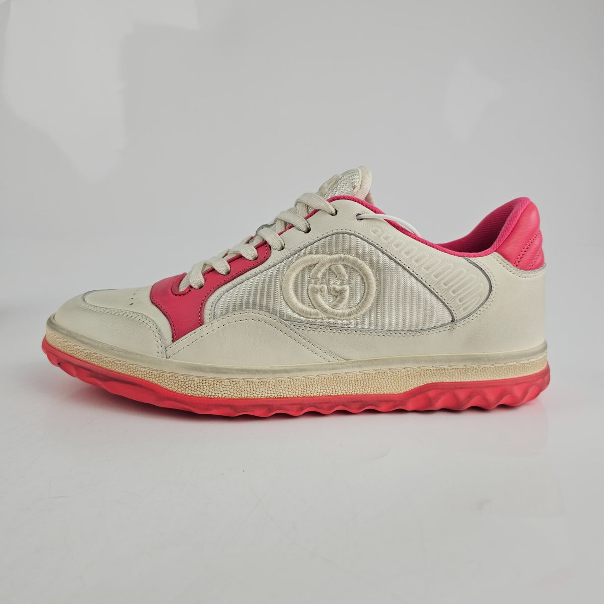Gucci Mac80 Women's White And Pink Sneakers New
