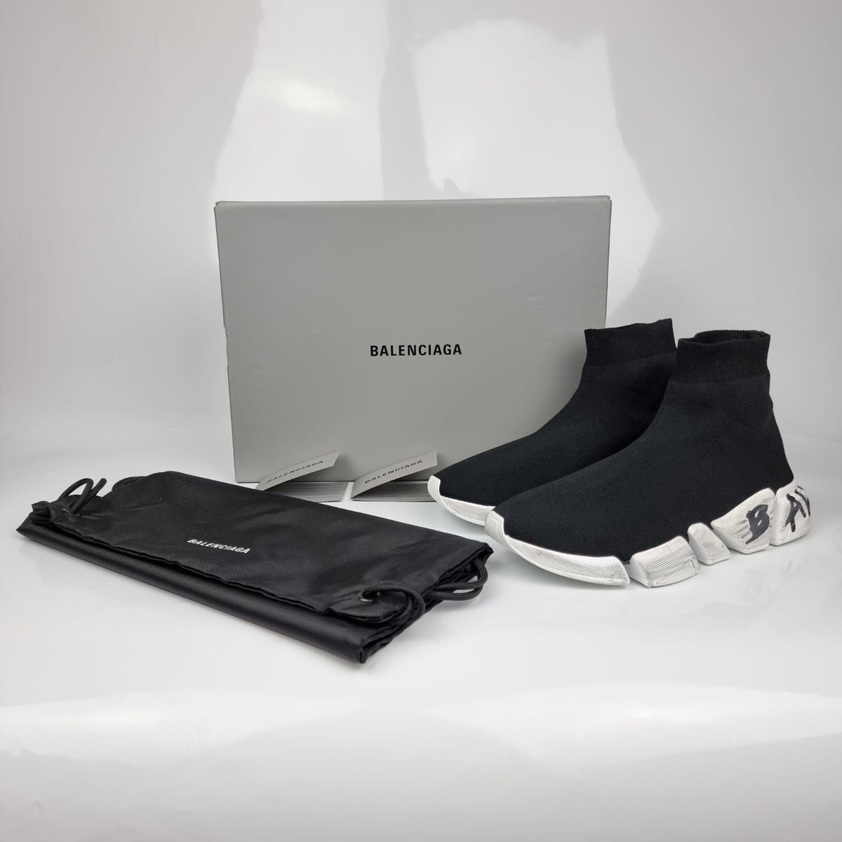 BALENCIAGA Speed 2 Men's Black And White Sneakers New