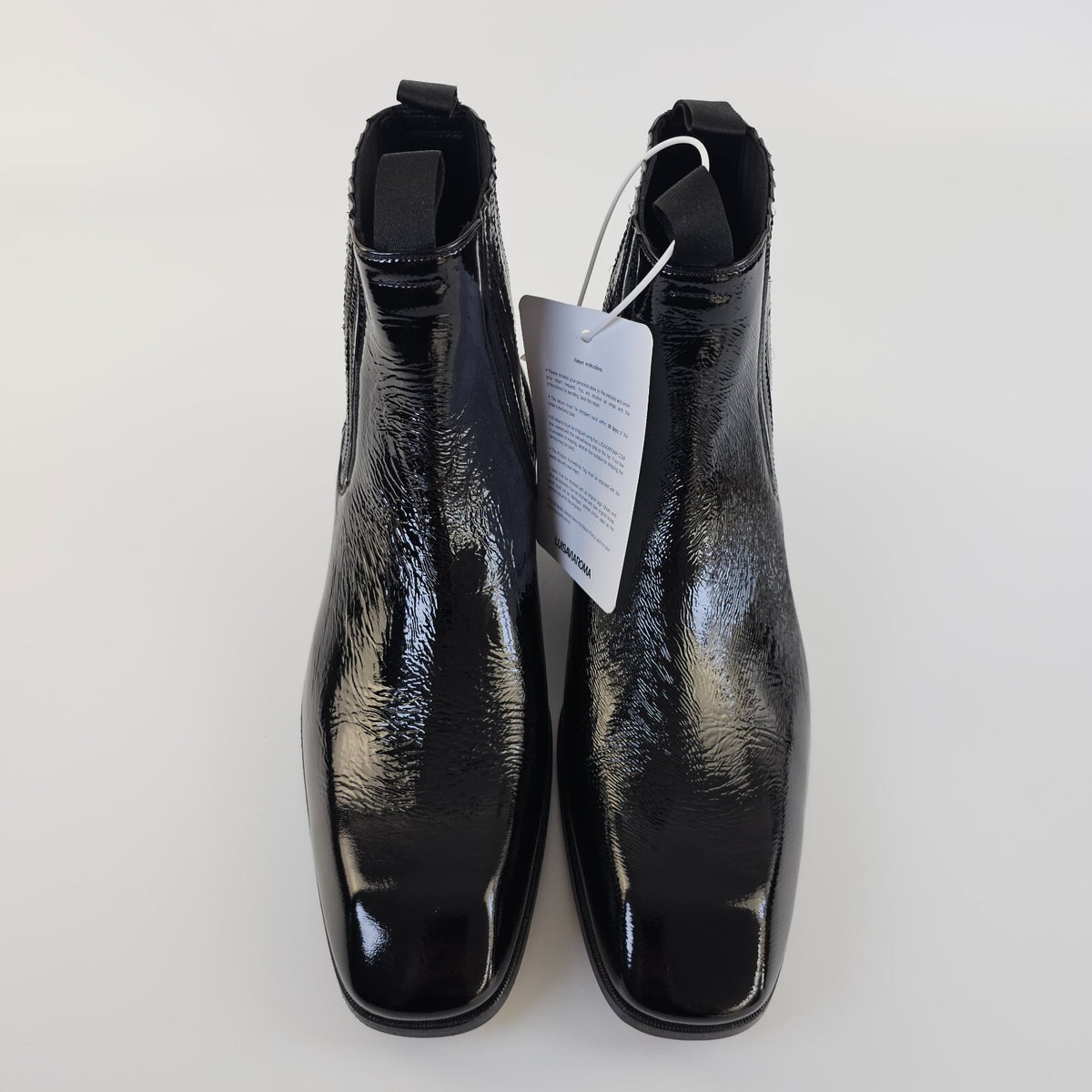 TOM FORD Bailey Black Crackled Leather Chelsea Boots Size US 10
