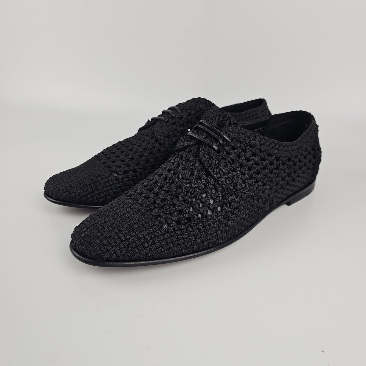 DOLCE&GABBANA Black Crochet Lace-up Shoes New & Authentic