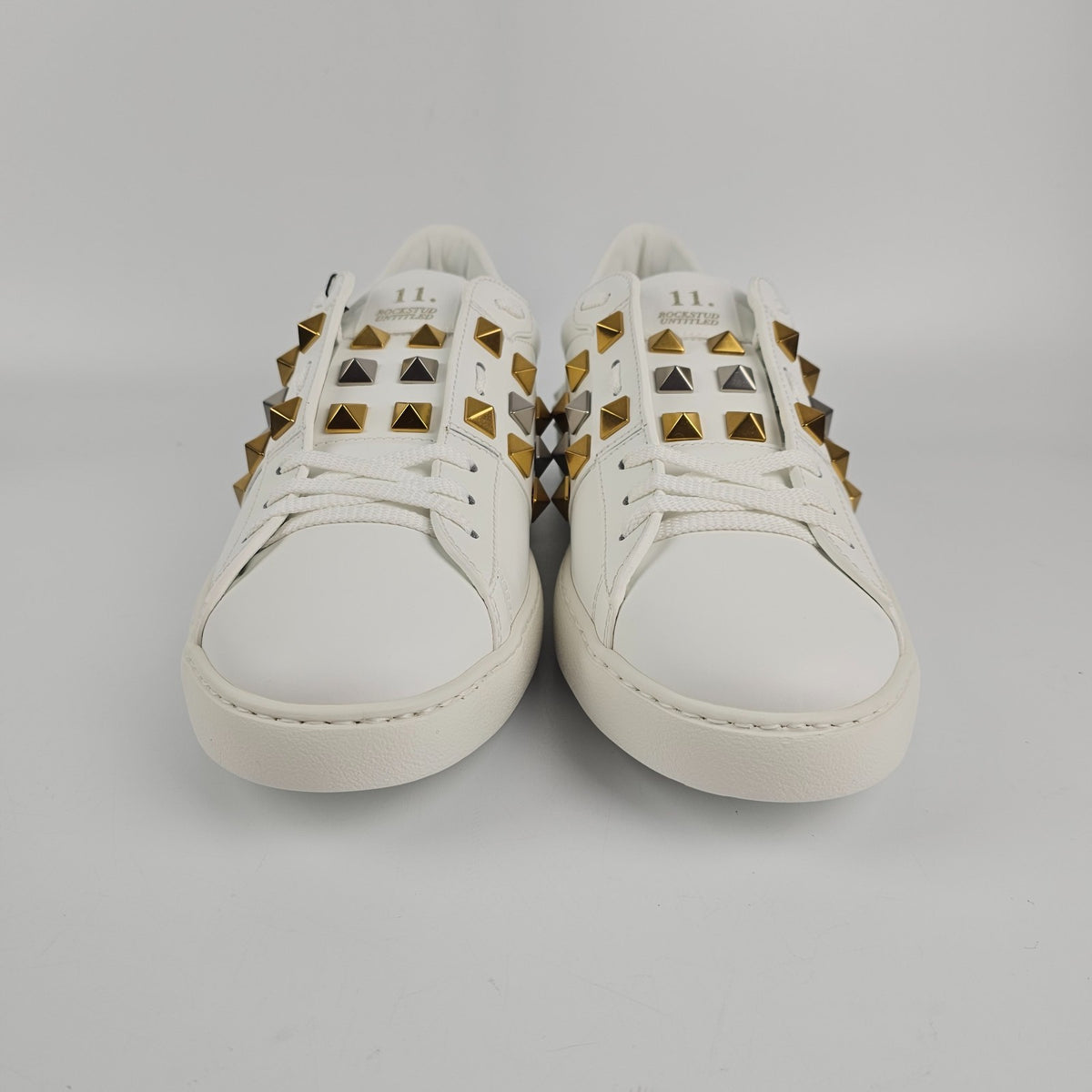 VALENTINO GARAVANI Rockstud Untitled White/Gold Sneakers New & Authentic