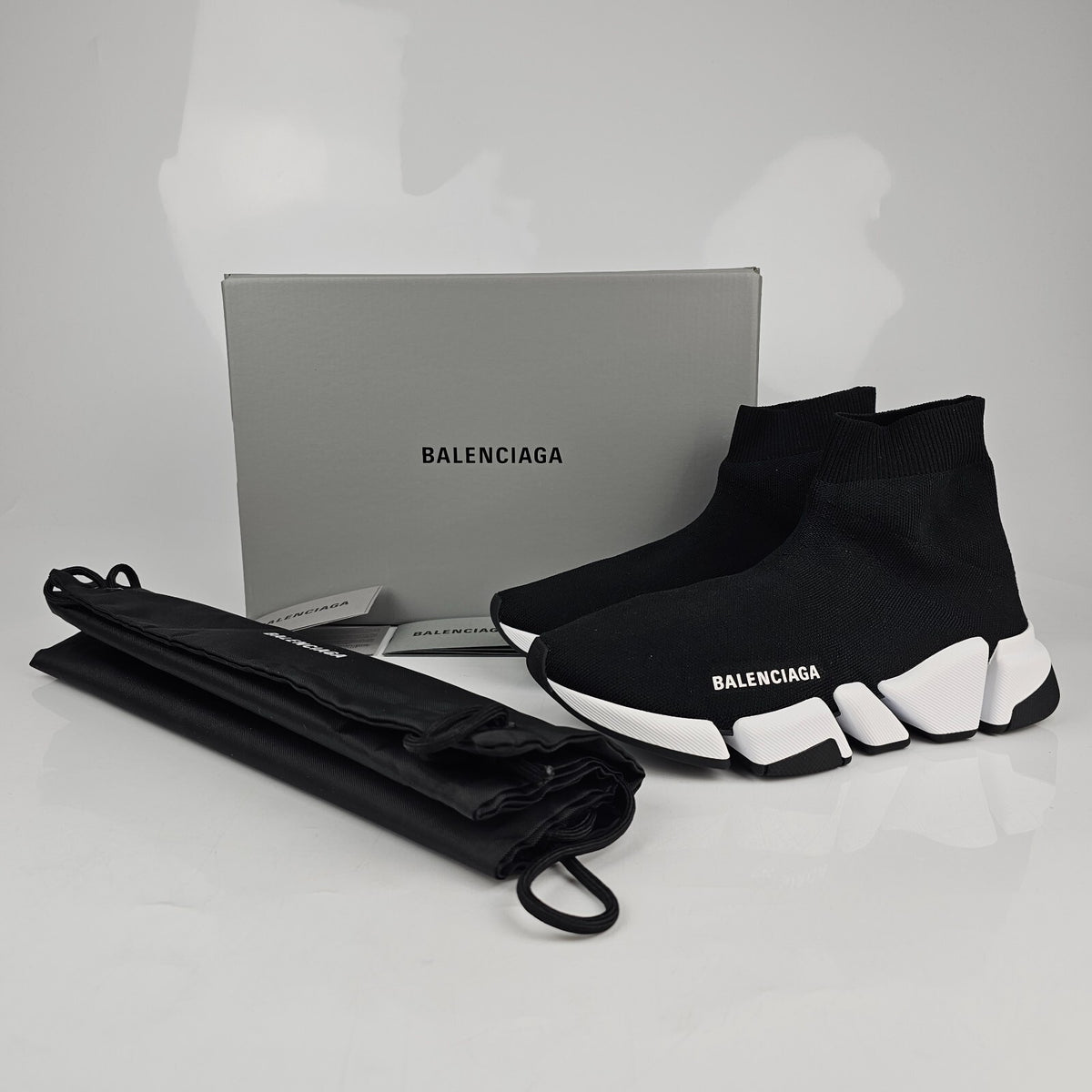 BALENCIAGA Speed 2 Men's Black And White Sneakers New