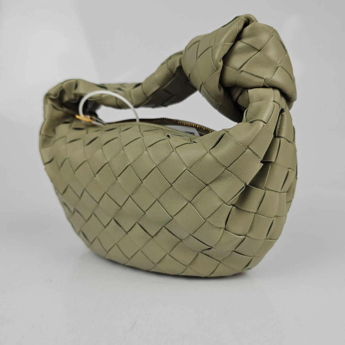 BOTTEGA VENETA Mini Jodie $3100 Travertine Leather Top Handle Bag New