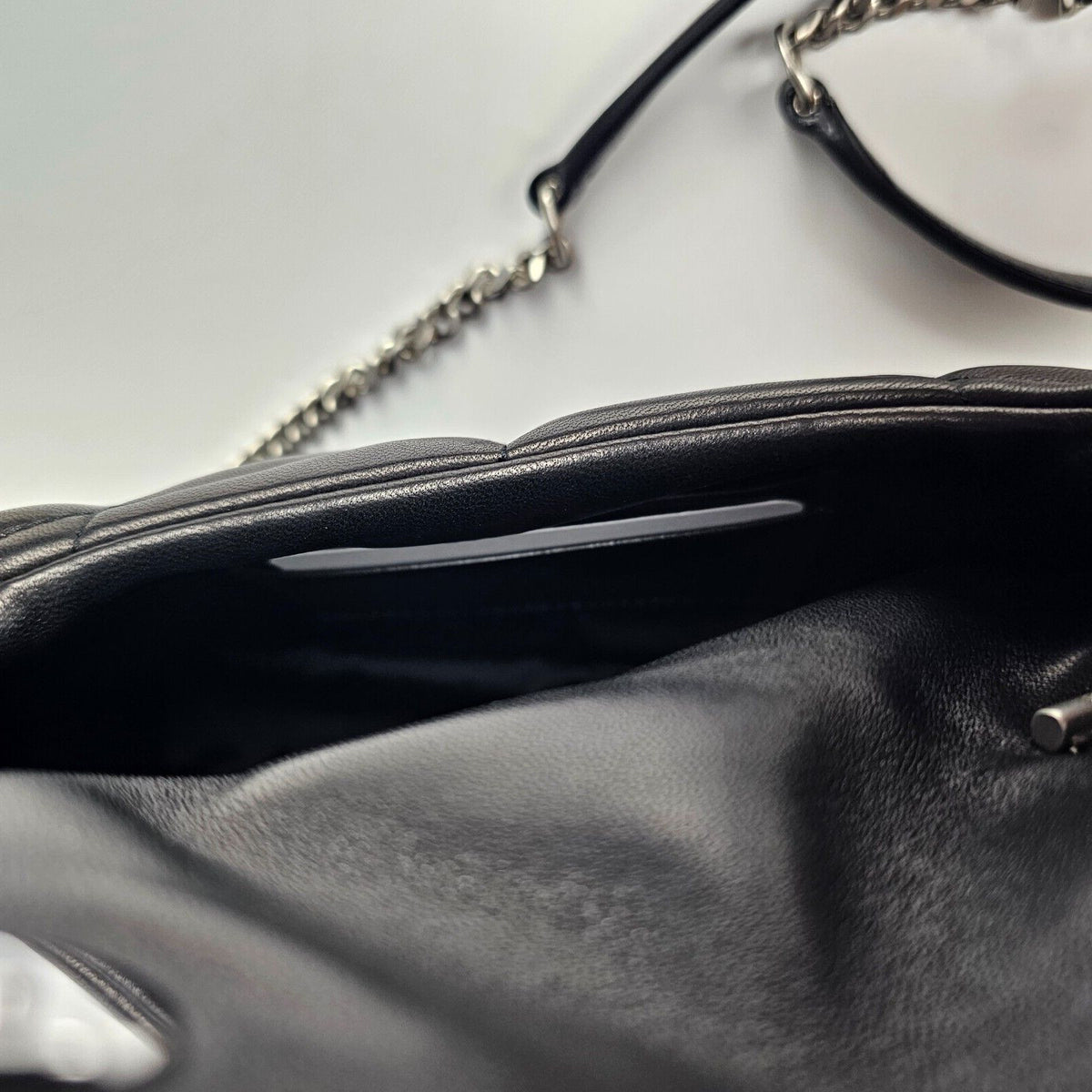 Saint Laurent Toy Puffer $2490 Black/Silver Leather Shoulder Bag New & Authentic