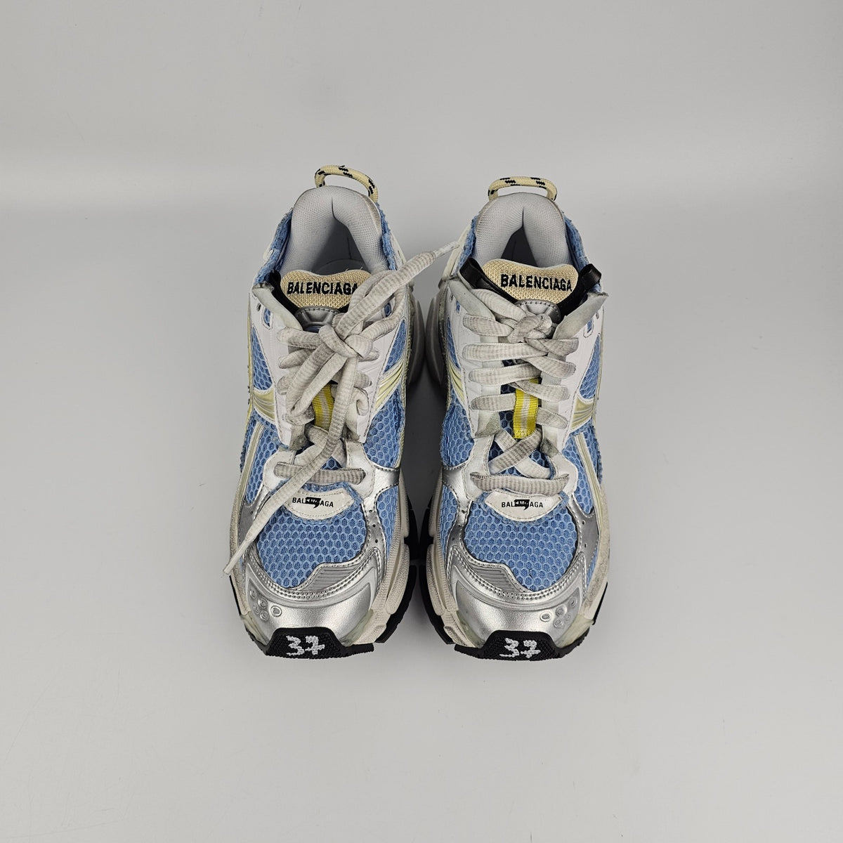 BALENCIAGA Runner $1190 Women's Blue/Yellow/White Sneakers New & Authentic