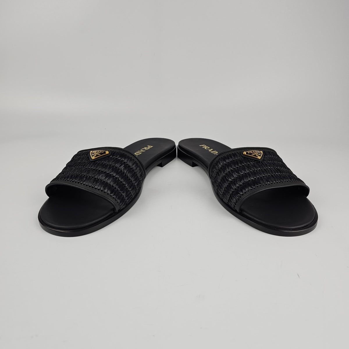 PRADA $1150 Black Crochet Slides New & Authentic