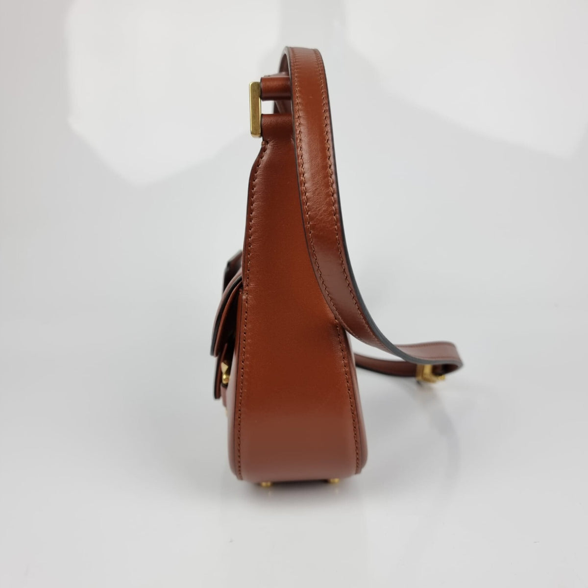VALENTINO GARAVANI Small V Chain Leather  Brown Shoulder Bag