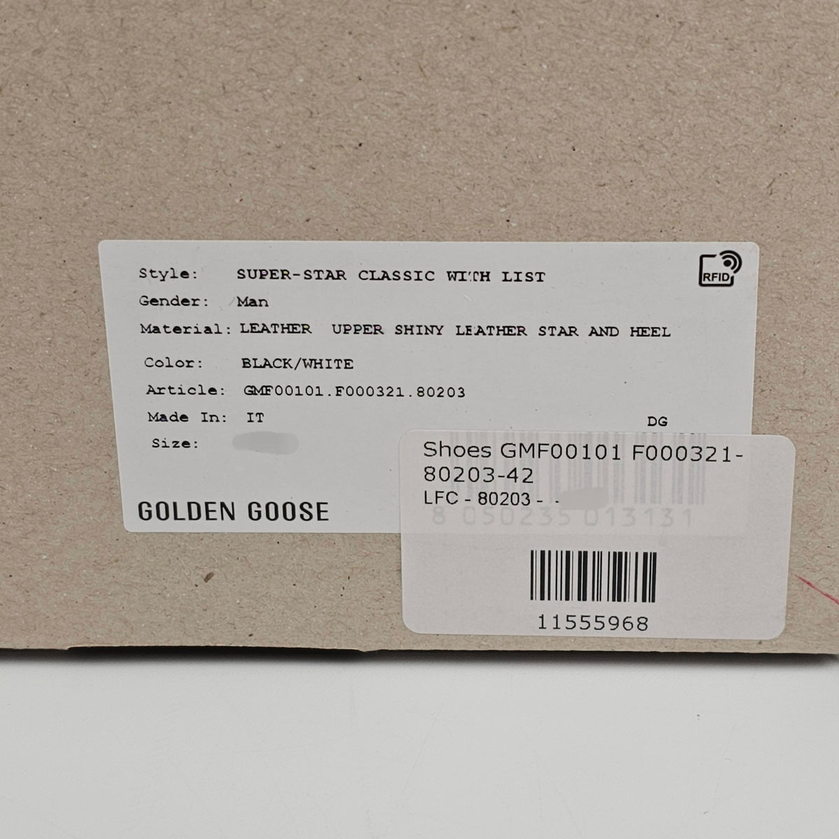 GOLDEN GOOSE Super Star Men's Black/WhiteLeather Low Top Sneakers New