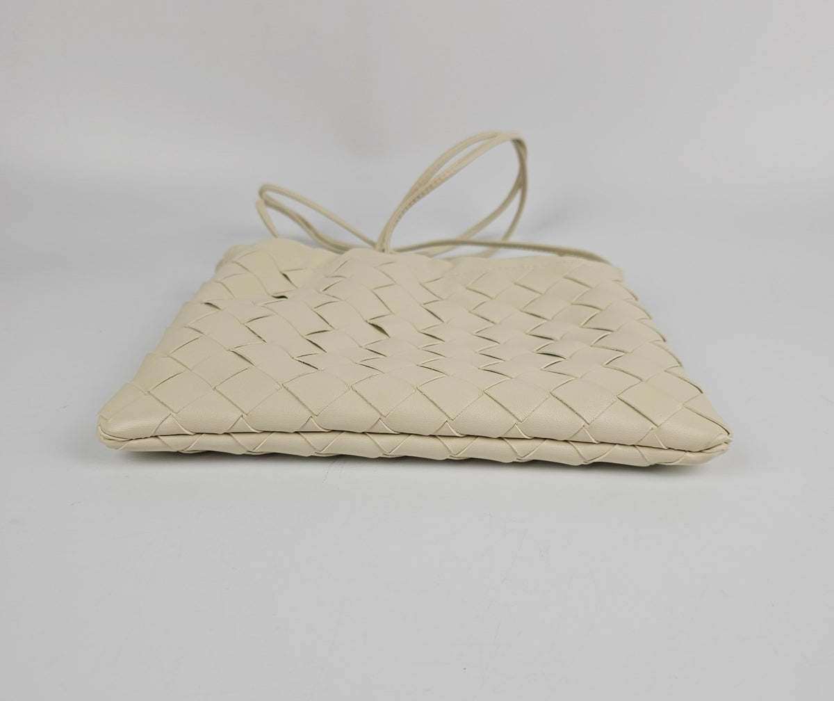 BOTTEGA VENETA Dustbag Small $1850 Sea Salt Leather Shoulder Bag New