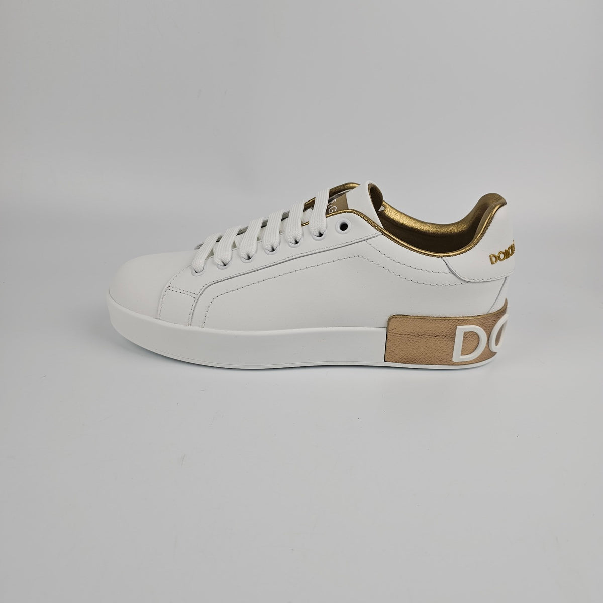 DOLCE&GABBANA Portofino White Leather Sneakers New & Authentic