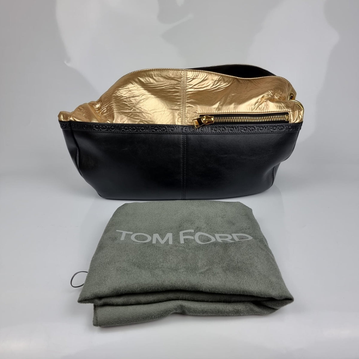 TOM FORD Black/Gold Shoulder Bag New
