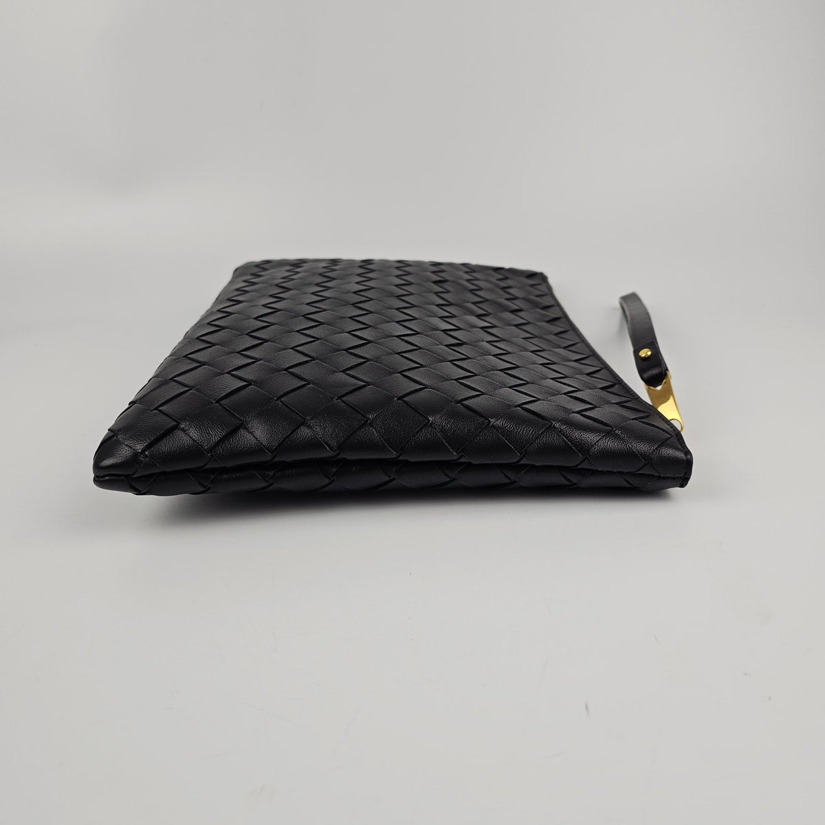 BOTTEGA VENETA Black Small Intrecciato Leather Pouch New & Authentic