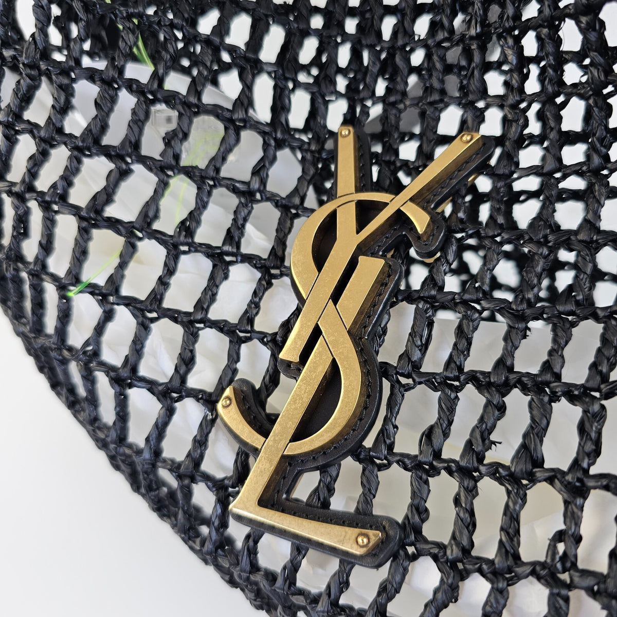 Saint Laurent Oxalis Black Raffia Shoulder Bag New