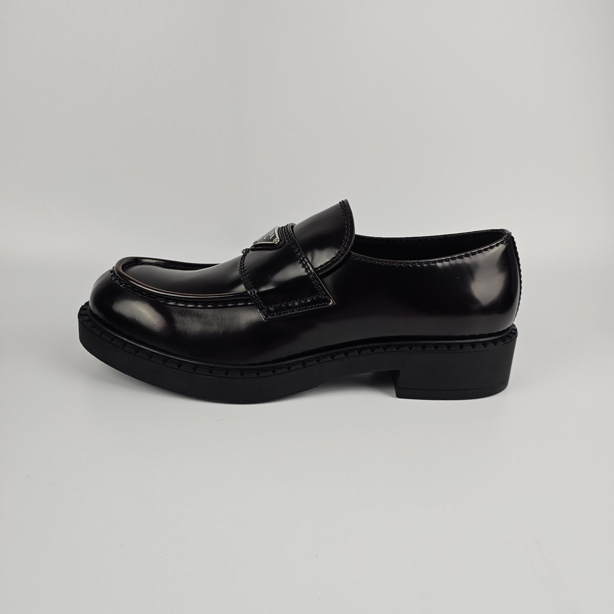 PRADA Chocolate Dark Brown Leather Loafers New And Authentic