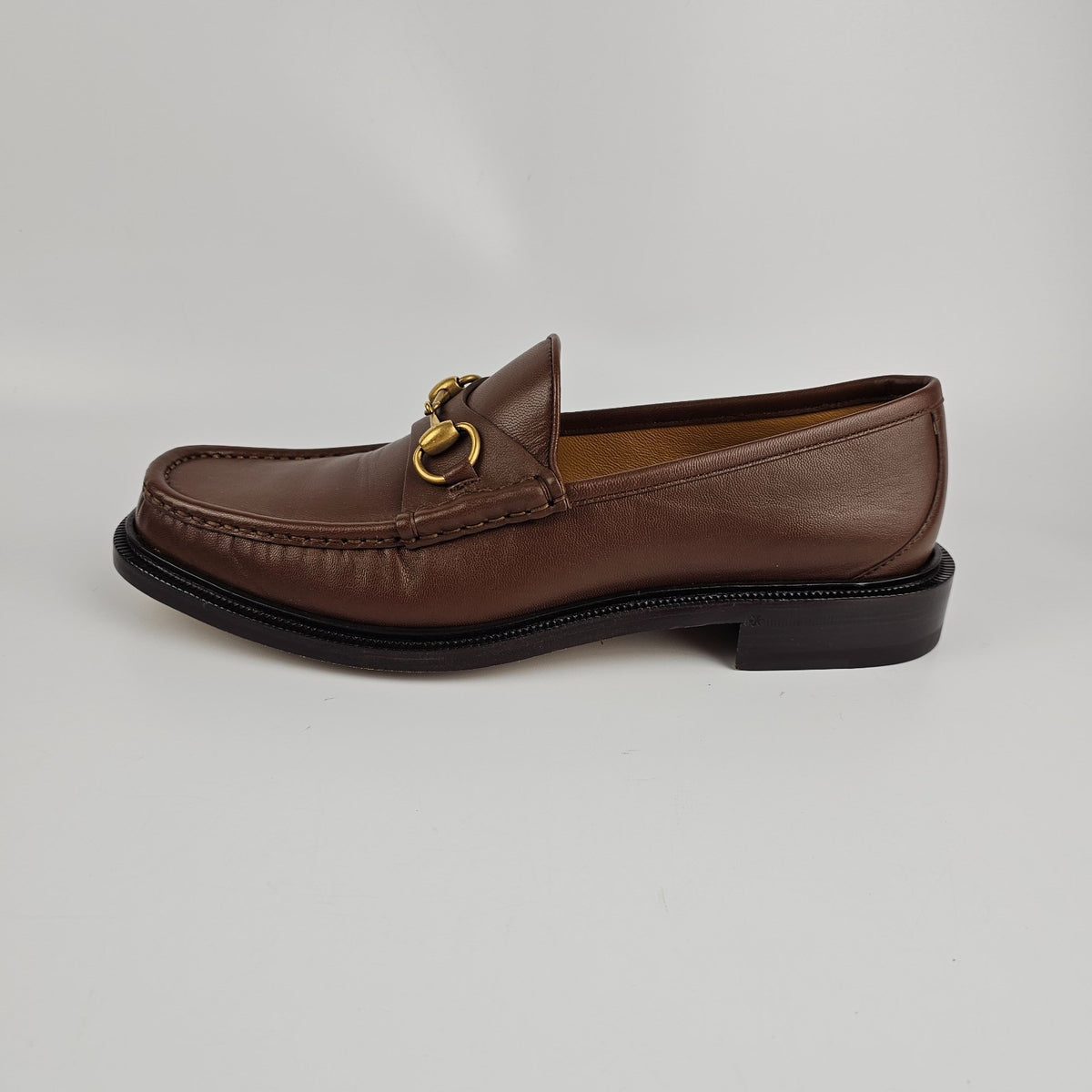 GUCCI Men's Brown Leather With Horsebit Loafers New & Authentic