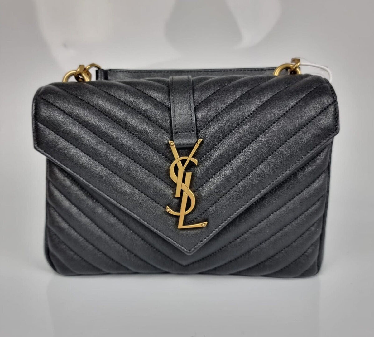 SAINT LAURENT Medium College Quilted Black Leather Bag New