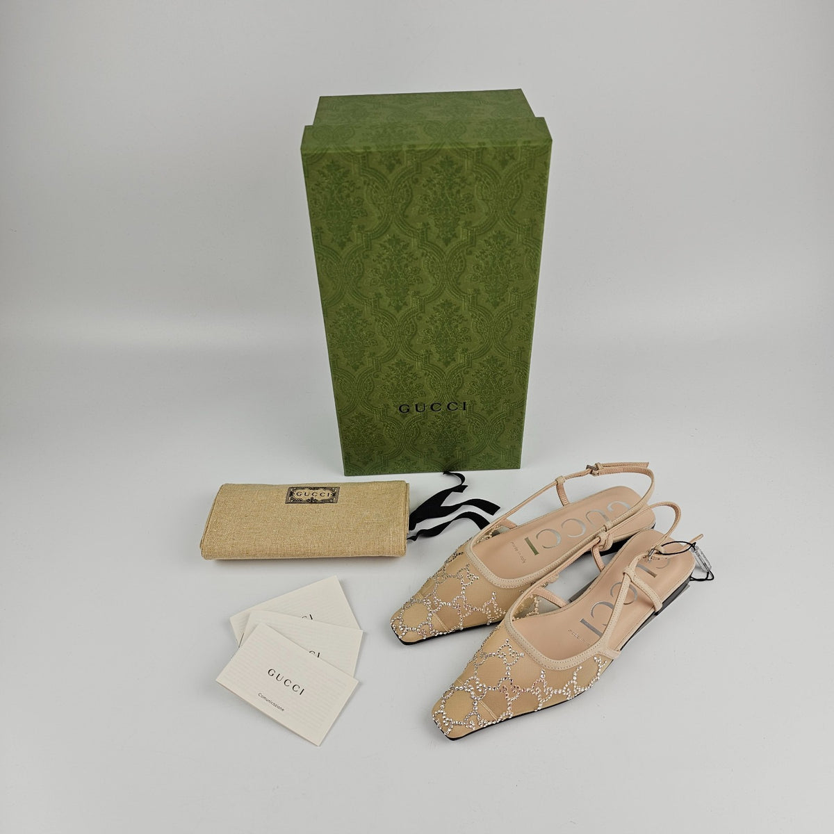 GUCCI Beige With Crystals Ballet Flats New & Authentic