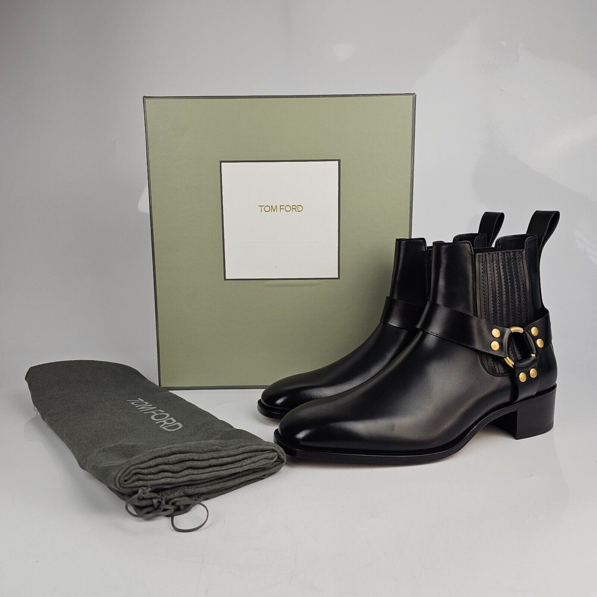 TOM FORD Burnished Rupert Jodhpur Black Leather Boots New Size US 8 EU 41