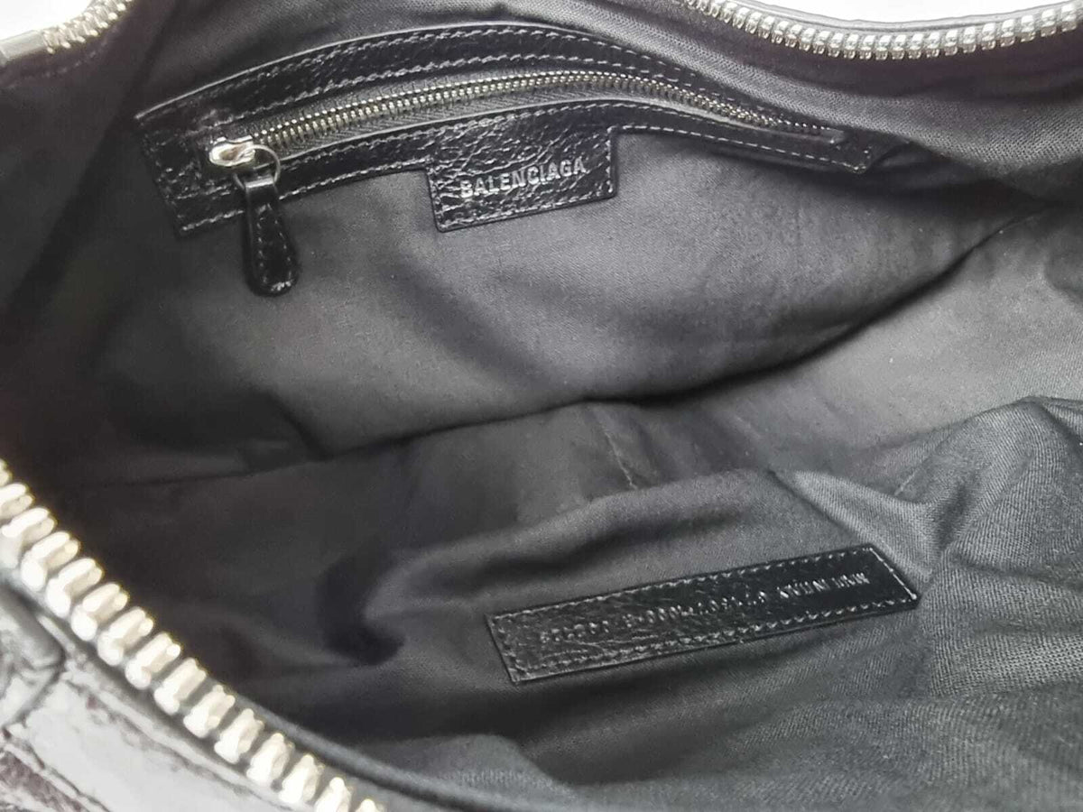 BALENCIAGA Small Le Cagole Black Leather Shoulder Bag New