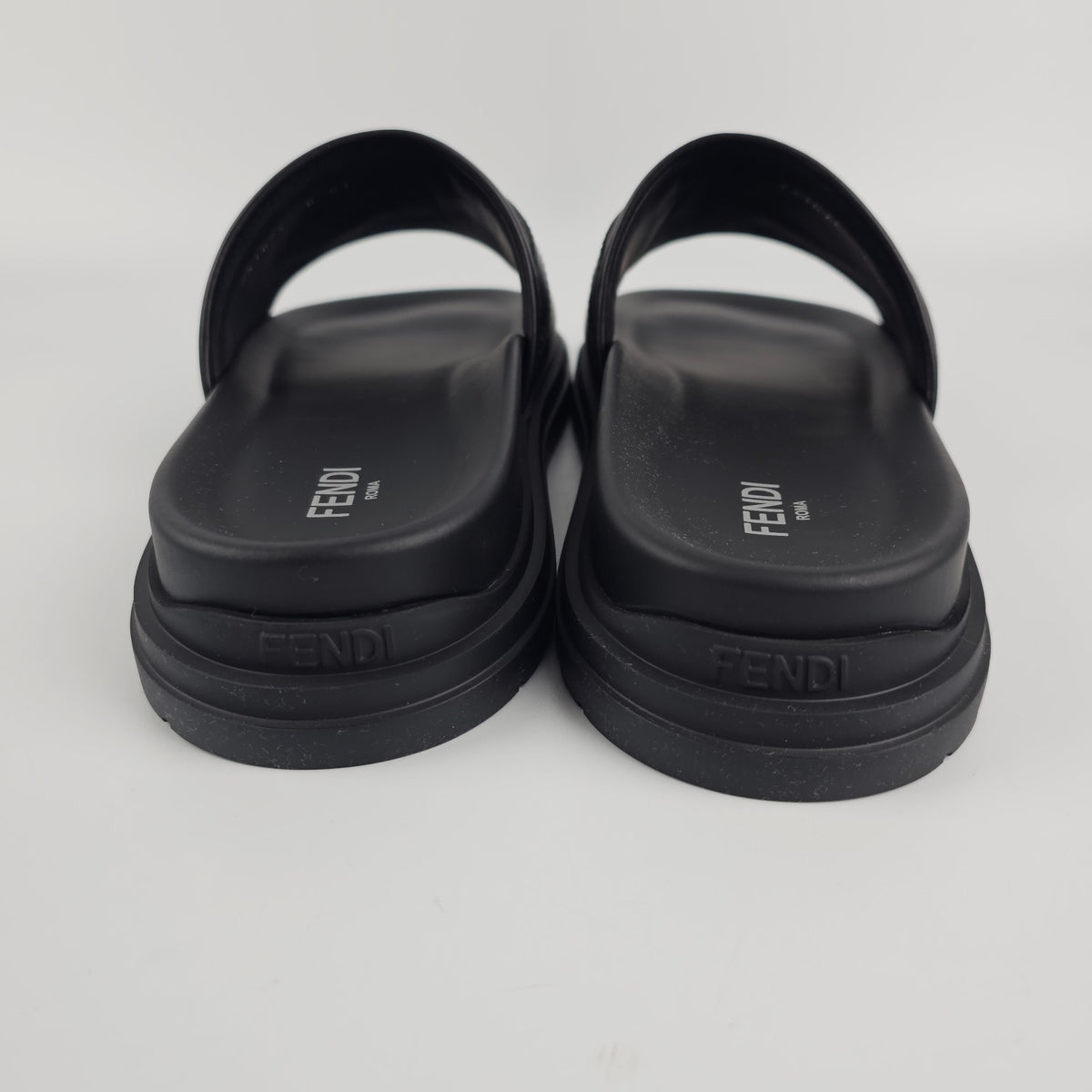 FENDI Diagonal $595 Gray Slides New & Authentic