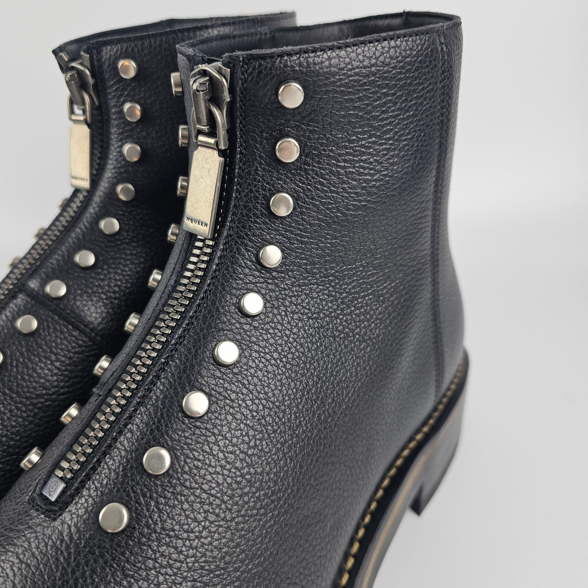 ALEXANDER MCQUEEN Maker Black Leather Ankle Boots New/Authentic