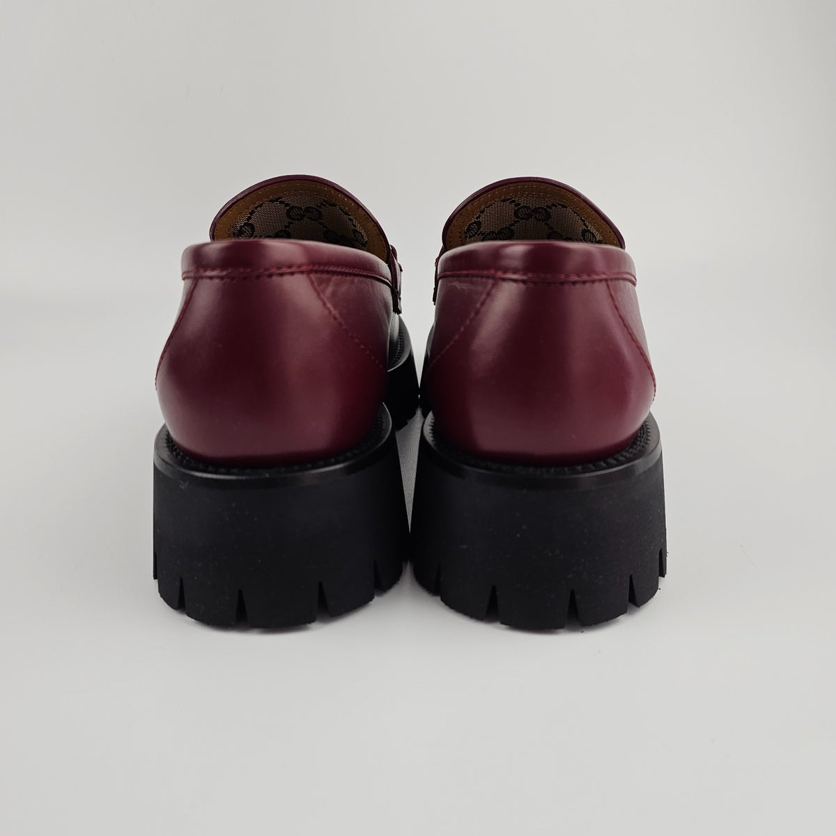 GUCCI $1220 Women's Rosso Ancora Red Lug Sole With Horsebit Loafers New
