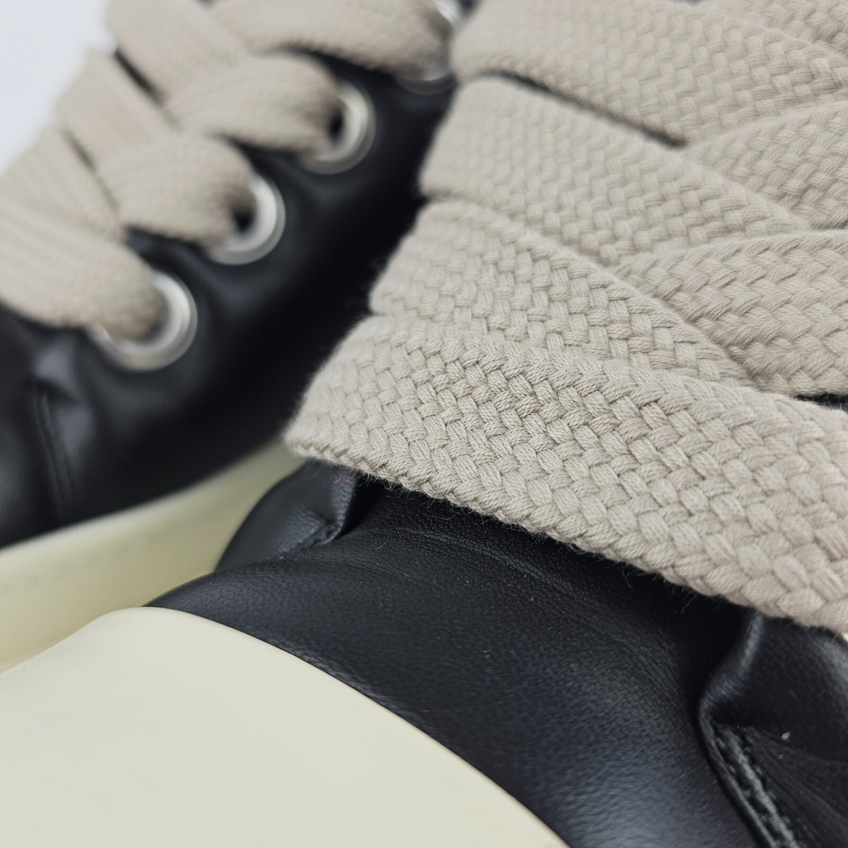 RICK OWENS Ramones Jumbo Laces Black/Milk Sneakers New Size 39.5 US 6.5