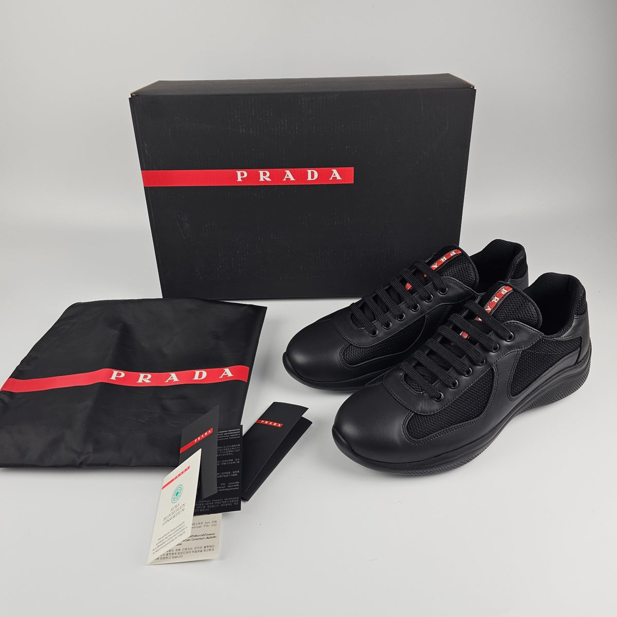 PRADA America's Cup Black Sneakers New & Authentic