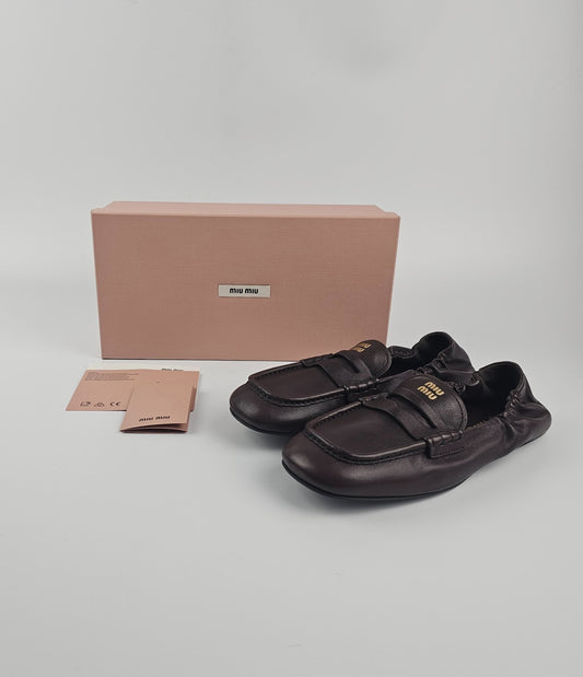 MIU MIU Ruches Radica Leather Loafers New & Authentic