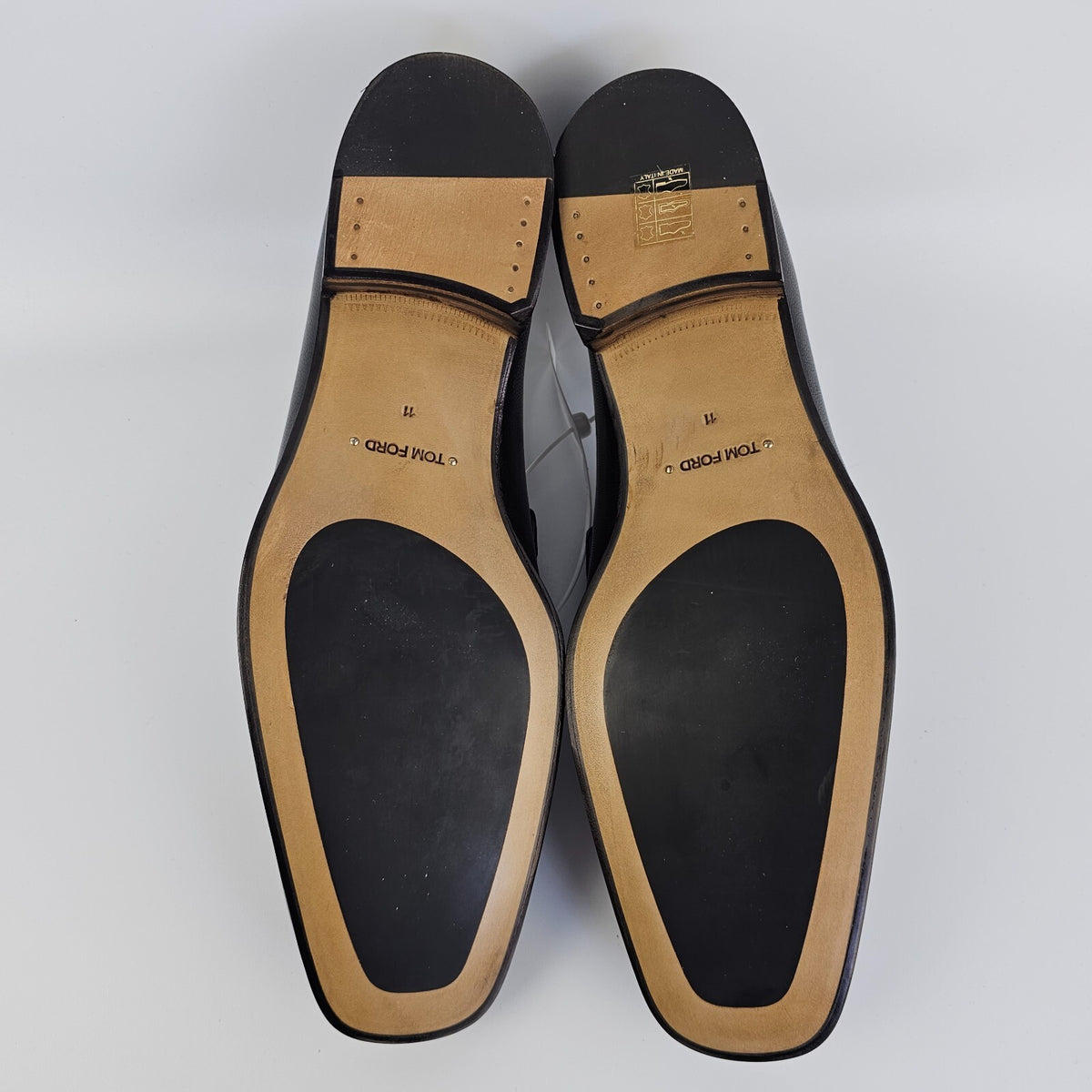 TOM FORD York Black Leather Loafers Size US 11