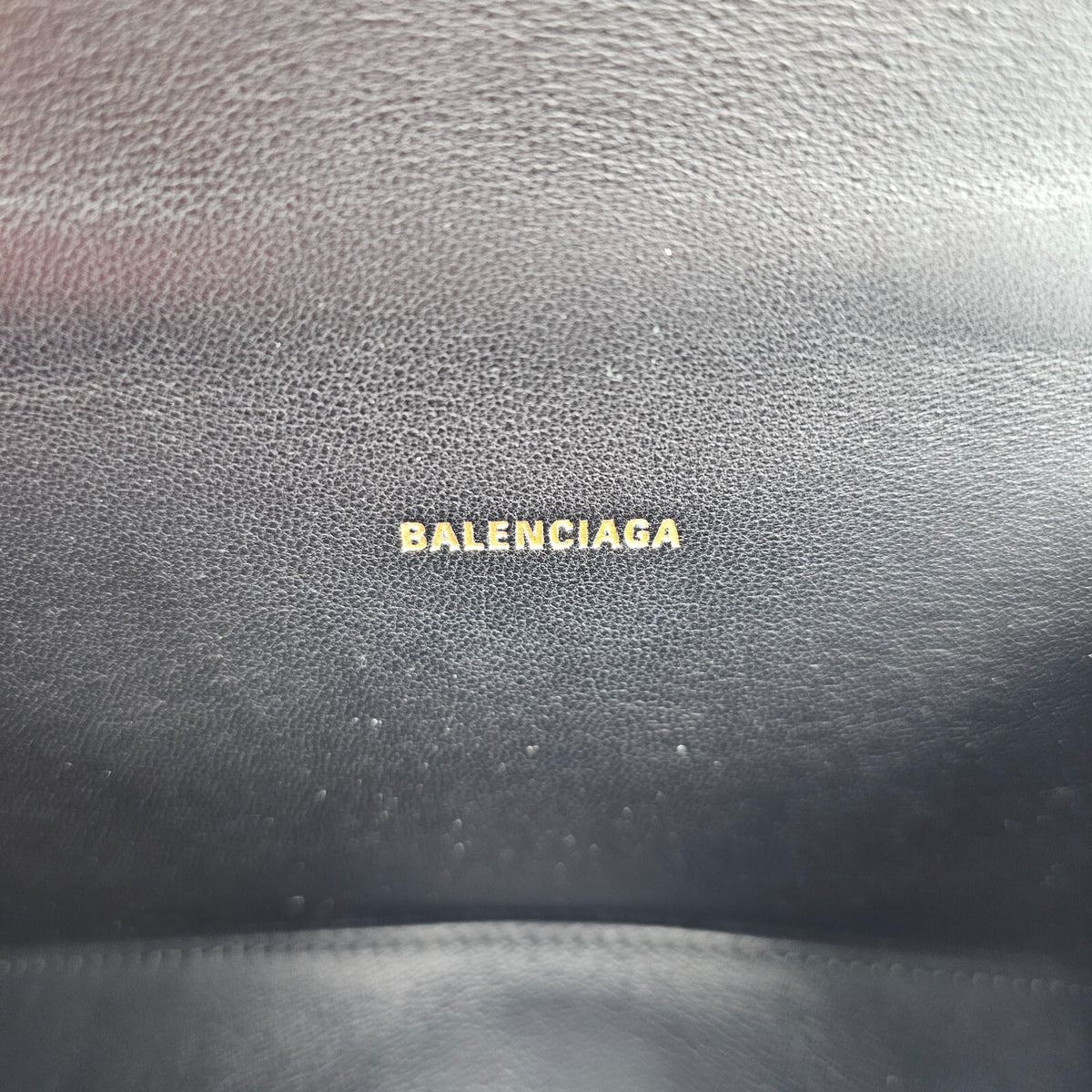 BALENCIAGA XS Hourglass Embossed Black Leather Bag New