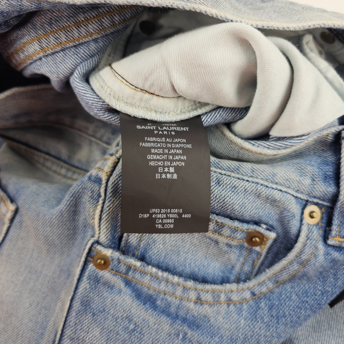 SAINT LAURENT Blue Ripped Jeans Size 27 Brand New