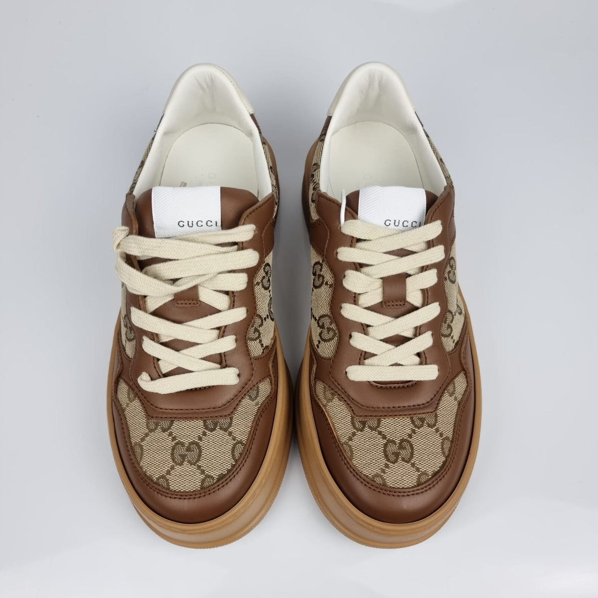 GUCCI $1010 Women's Chunky GG Brown Platform Sneakers New