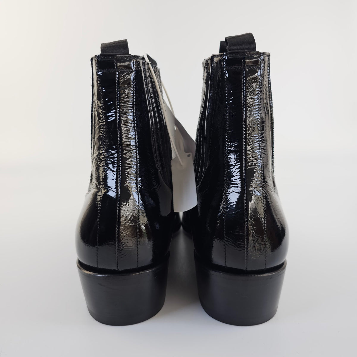 TOM FORD Bailey Black Crackled Leather Chelsea Boots Size US 10