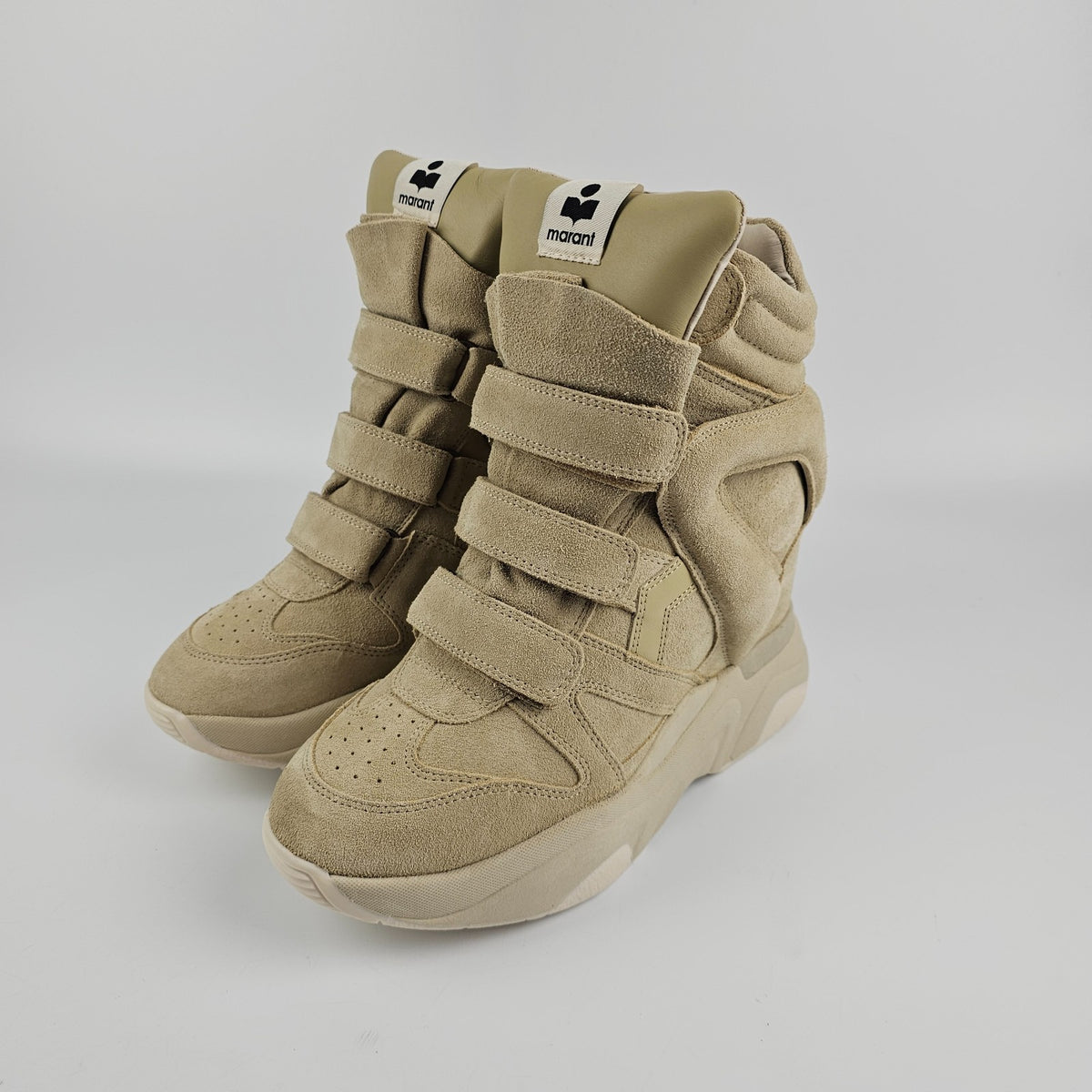 ISABEL MARANT Balskee Beige Suede 20mm Heel Sneakers New & Authentic