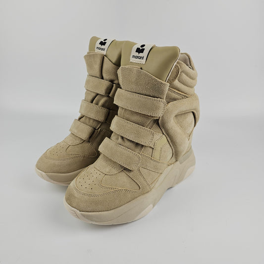 ISABEL MARANT Balskee Beige Suede 20mm Heel Sneakers New & Authentic