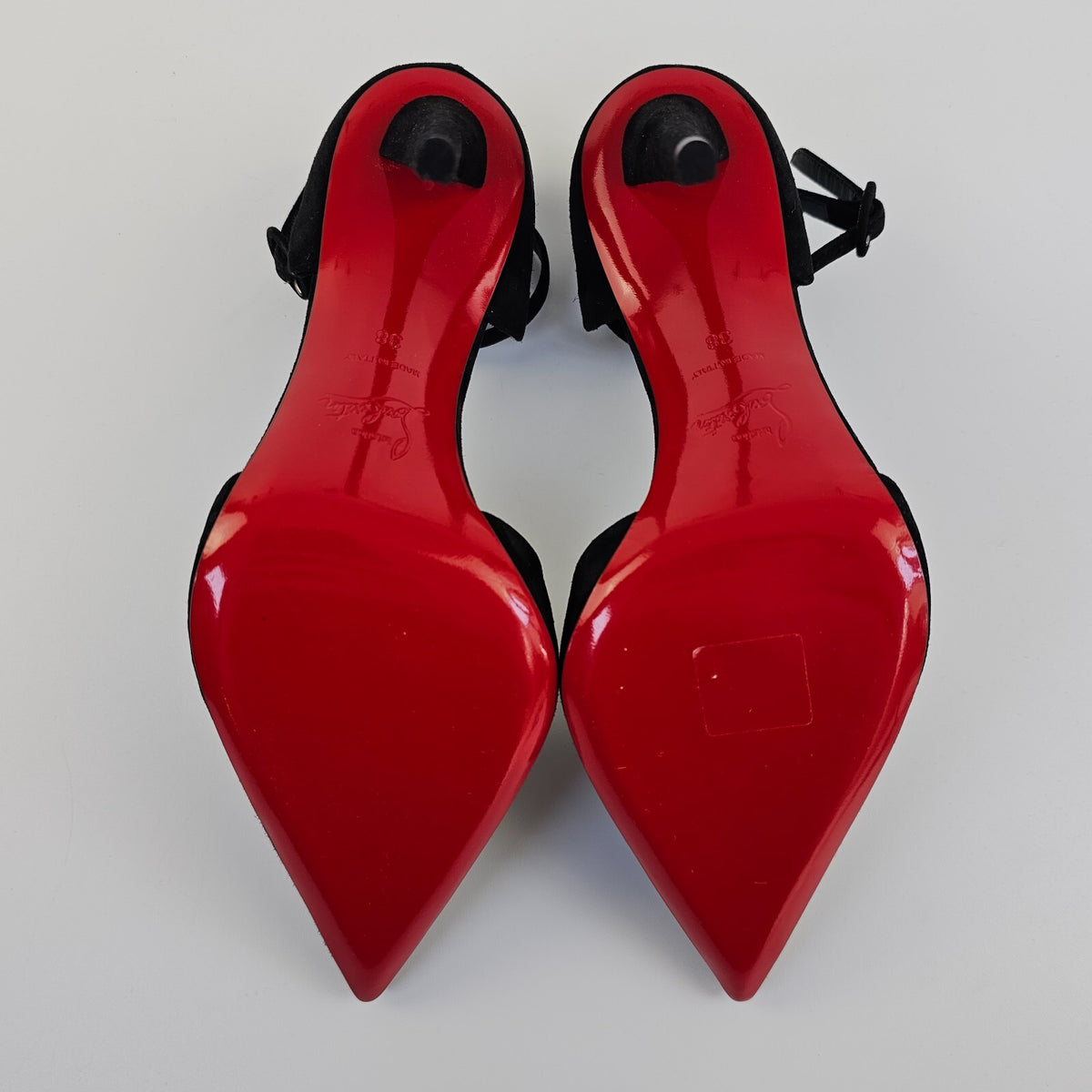 CHRISTIAN LOUBOUTIN Astrida Bride 100mm Black Suede Pumps New Size 38 US 8
