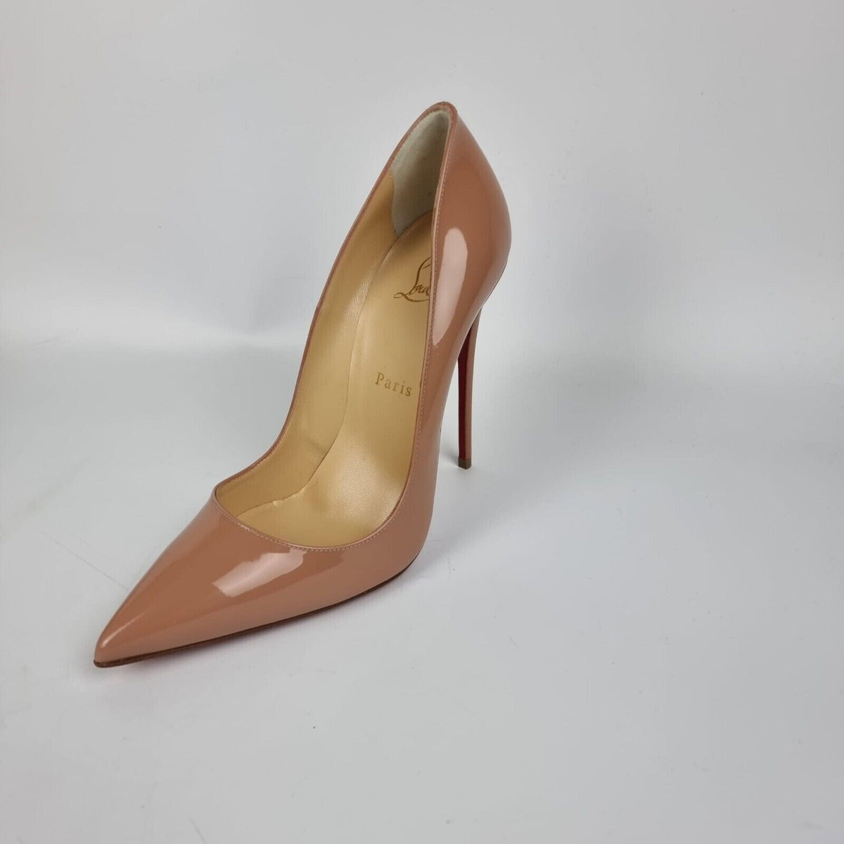 CHRISTIAN LOUBOUTIN So Kate 120MM Beige Patent Leather Pumps New Size 39 US 9