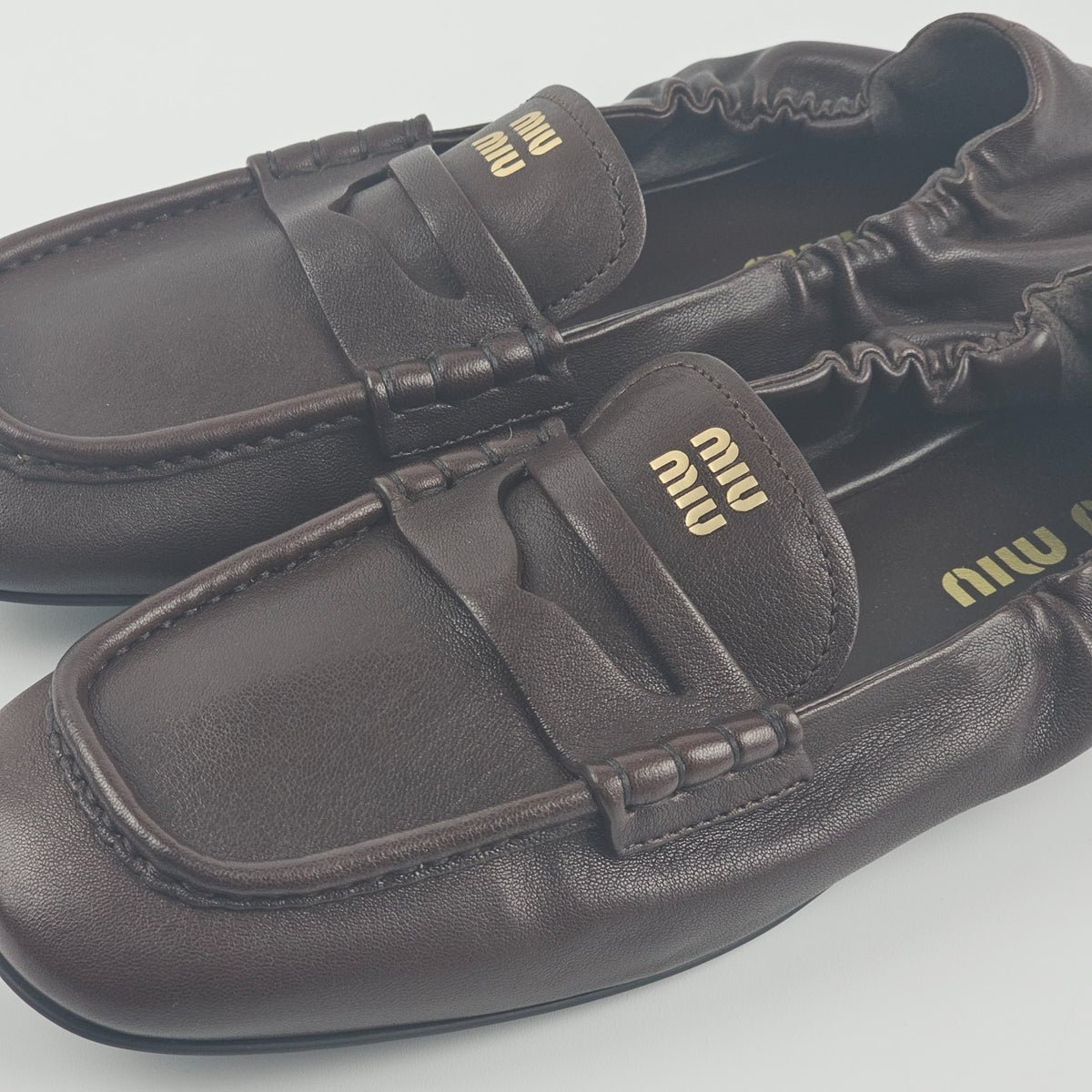 MIU MIU Ruches Radica Leather Loafers New & Authentic