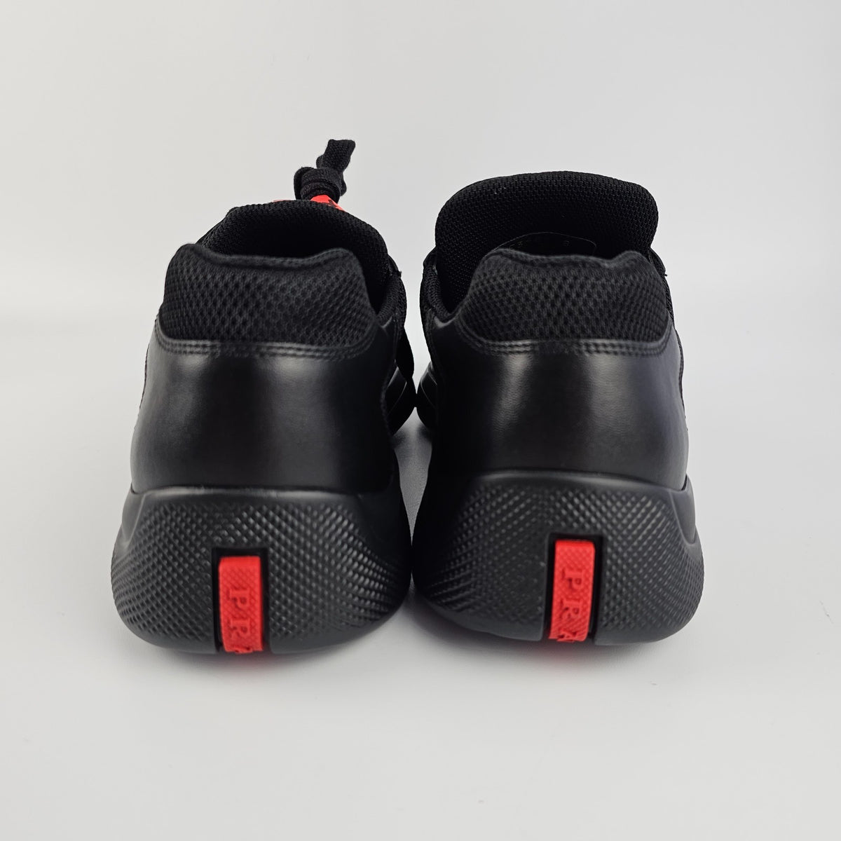 PRADA America's Cup Black Leather Sneakers Size UK 8 US 9