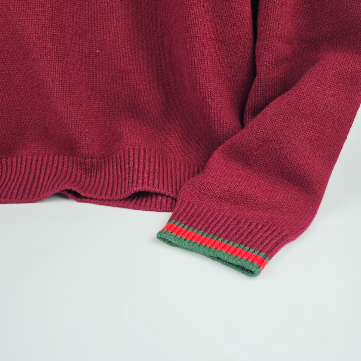 GUCCI $1700 Rosso Ancora Cashmere/Wool With Trim Sweater New & Authentic