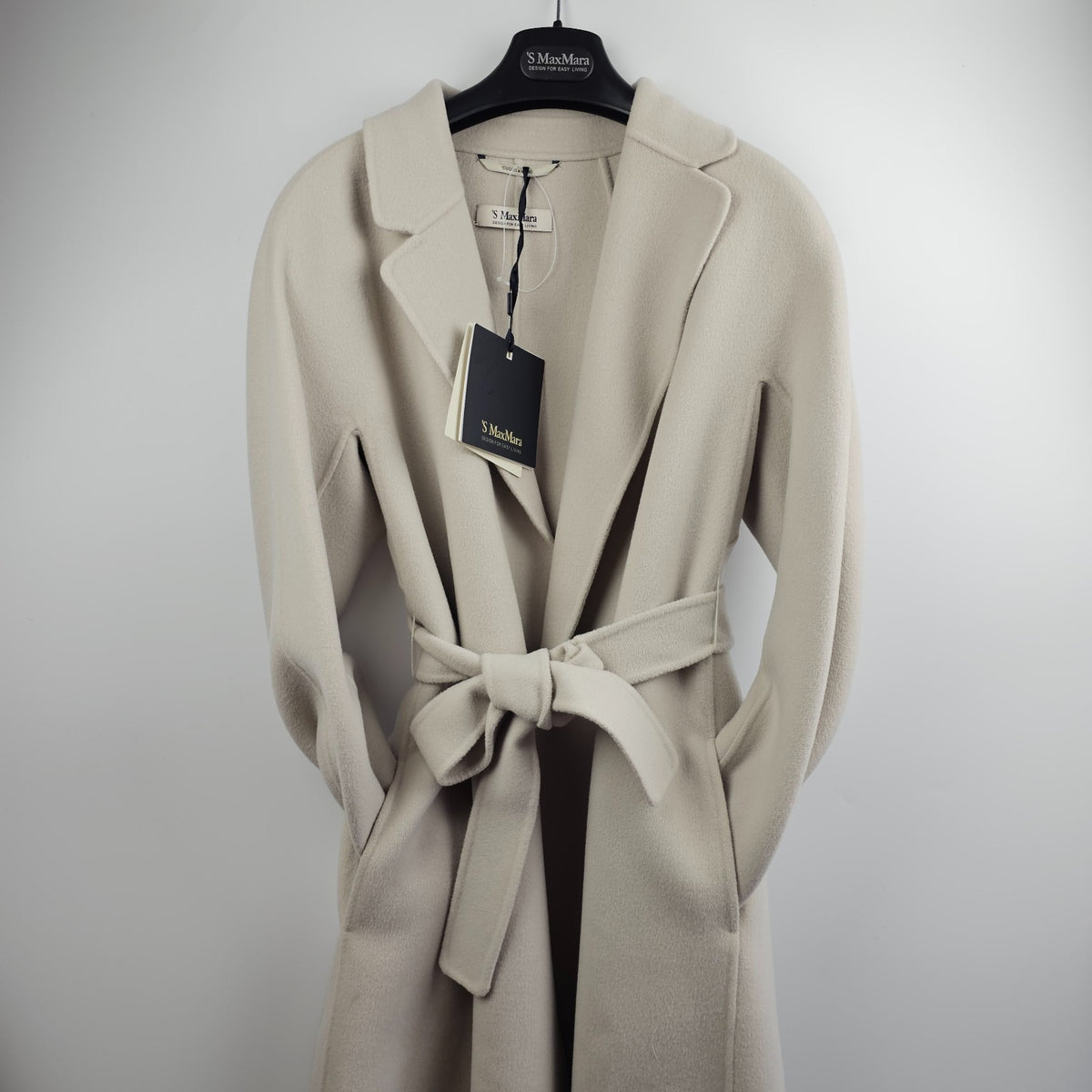 MAX MARA Esturia Belted Marble Gray Wool Long Coat New & Authentic