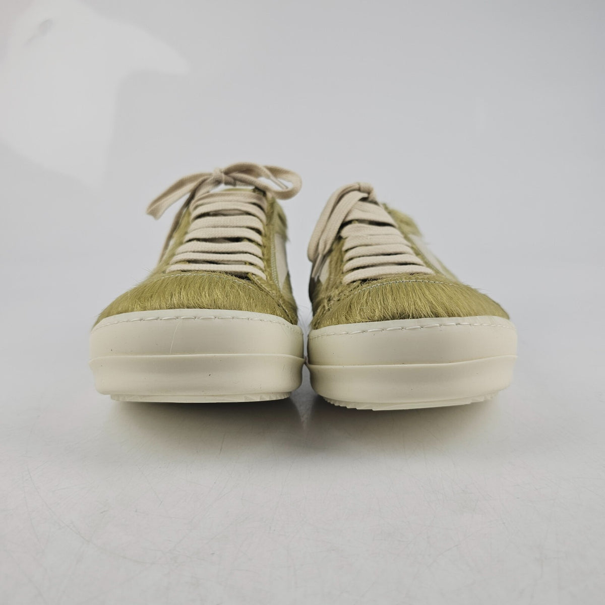 RICK OWENS Dirty Acid/Milk Vintage Leather Low Top Sneakers New Size 40.5 US 7.5