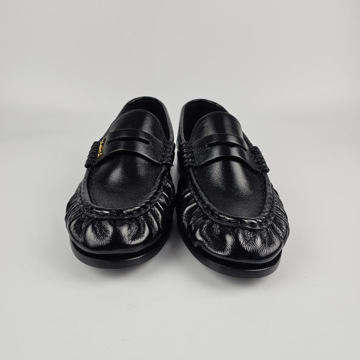 SAINT LAURENT Le Loafer Supple $1150 Black Shiny Leather Loafers New & Authentic