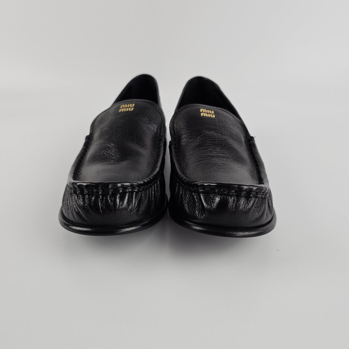 MIU MIU $1120 Black Leather Loafers New & Authentic