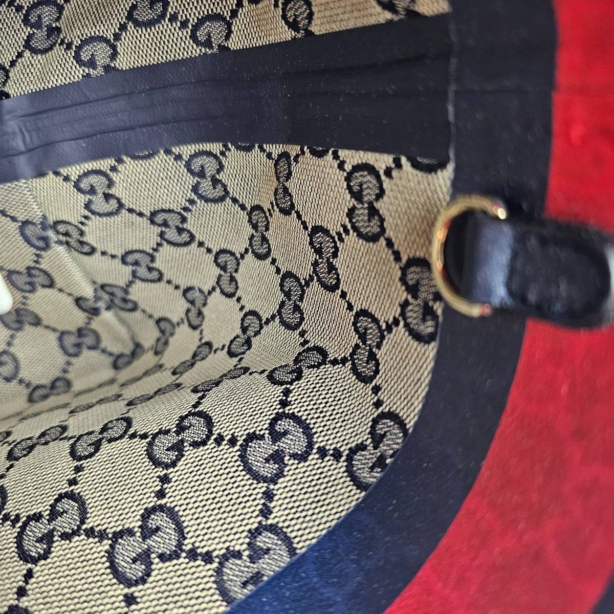 GUCCI Totissima Small $2100 Beige And Blue GG Canvas Tote Bag New & Authentic