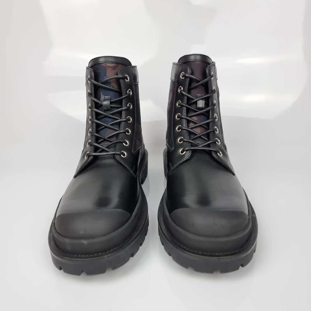 Dior Homme Explorer Camouflage Black Leather Boots New Size EU 40 US 7