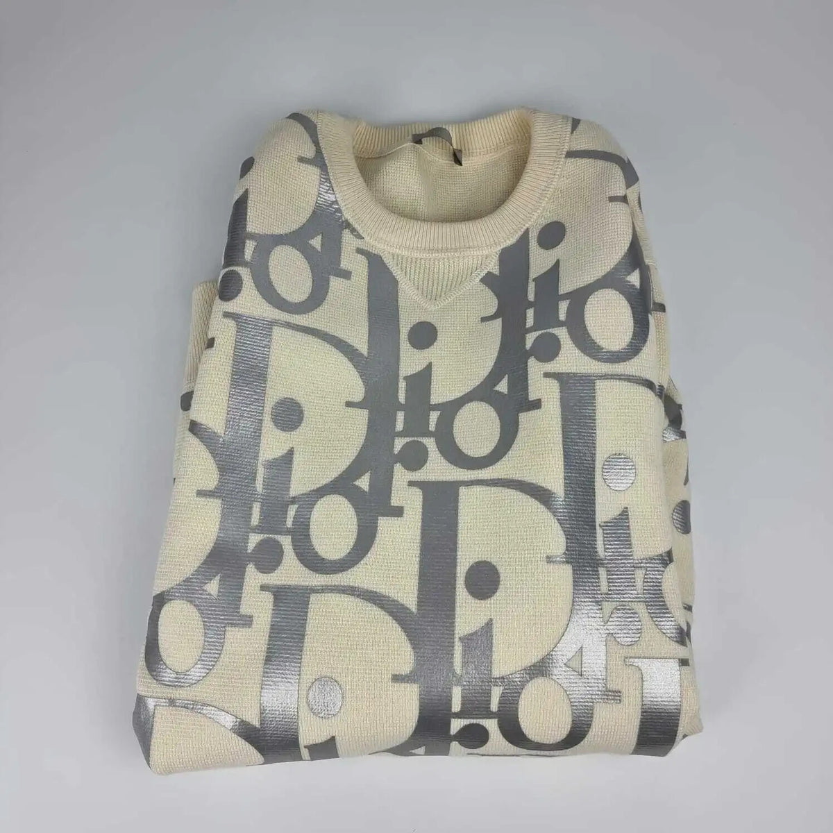 Dior Homme Oblique White/Silver Wool Sweater New Size M